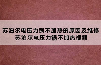 苏泊尔电压力锅不加热的原因及维修 苏泊尔电压力锅不加热视频